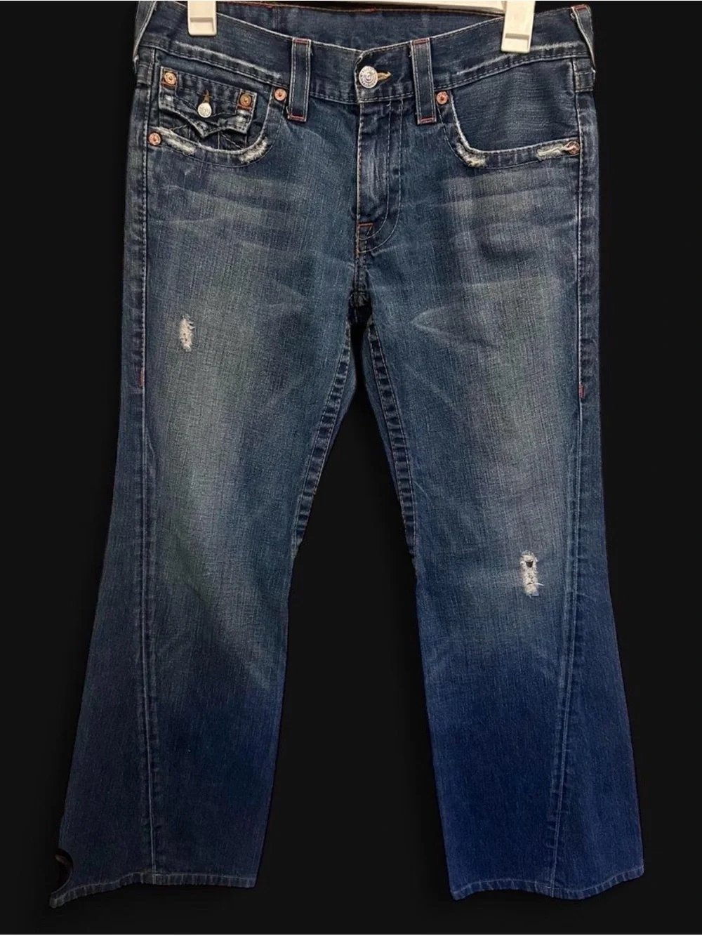True Religion Men’s Joey Bootcut Jeans with Distressed Detail 33 x 33